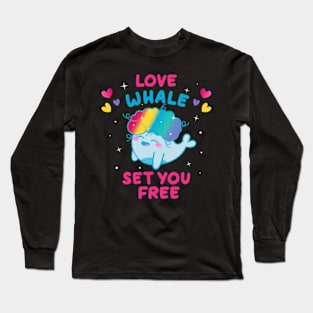 Cute Rainbow Pride Whale Pun Design Long Sleeve T-Shirt